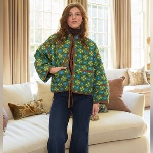 NWOT Brooks Ave The Eloise Reversible Quilted Jacket in Crown Jewel. Size S/M.